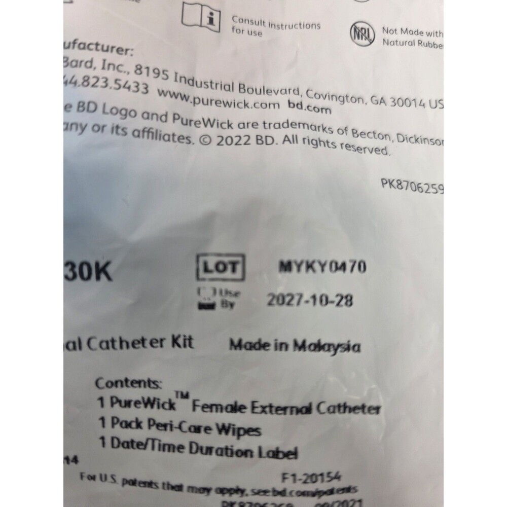 (6) BD PureWick Female External Catheter Blue/White Disposable - Picture 4 of 7
